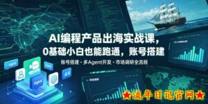 AI编程产品出海实战课,0基础小白也能跑通,账号搭建・多Agent开发・市场调研全流程,月入千刀跨境变现教程-流年日记