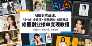 AI摄影实战课，PS+AI・全技法・修图提效・创意升级，修图副业接单变现教程-流年日记