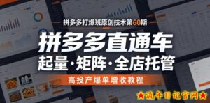 拼多多打爆班原创技术第60期，拼多多直通车，起量・矩阵・全店托管，高投产爆单增收教程-流年日记