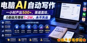 电脑AI自动写作，一小时产出500+，渠道直给，0基础月增收1-2W，永不失业【揭秘】-流年日记