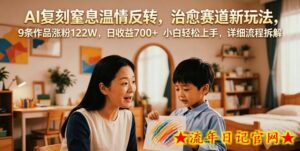 AI复刻窒息温情反转，治愈赛道新玩法，9条作品涨粉122W，日收益700+ 小白轻松上手，详细流程拆解-流年日记
