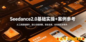 Seedance2.0基础实操+案例参考，从工具基础操作、核心功能拆解，到全品类、全场景实战案例参考全覆盖-流年日记
