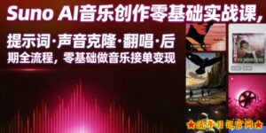 Suno AI音乐创作实战课，提示词・声音克隆・翻唱・后期全流程，零基础做音乐接单变现-流年日记