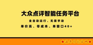 大众点评智能任务平台,全自动运行、无需手动,单价高、零成本、单窗口40+【揭秘】-流年日记