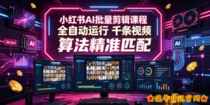 小红书AI批量剪辑课程，24小时全自动运行，解放双手专注运营，千条视频批量处理，小红书算法精准匹配-流年日记