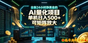 全新24小时挣美金的AI量化项目，单机日入500+，每天见收益，可矩阵放大【揭秘】-流年日记