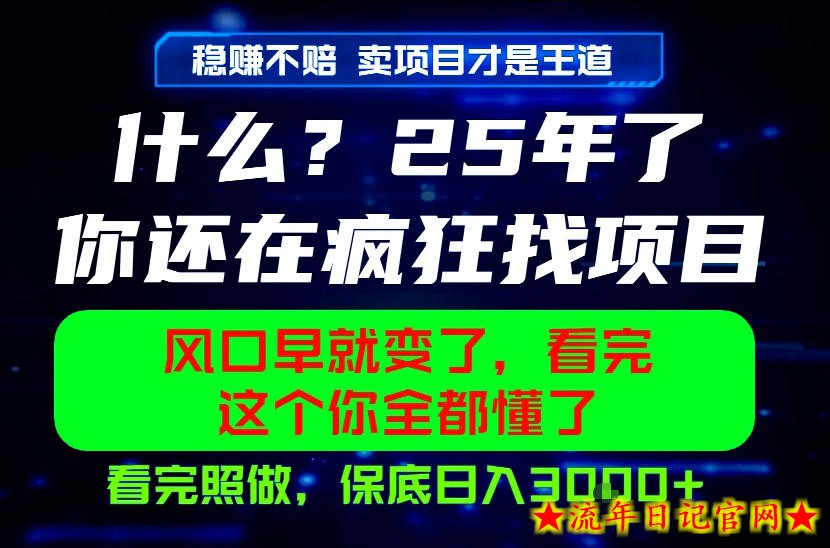 26年，请不要疯狂的找项目做了！卖项目才是真的稳賺不赔，看完照做，保底日入1k+【揭秘】