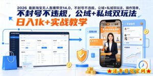 2026最新淘宝无人直播带货14.0,不封号不违规,公域+私域双玩法,操作简单,日入1k+实战教学【揭秘】-流年日记