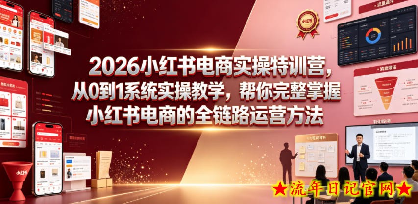 2026小红书电商实操特训营，从0到1系统实操教学，帮你完整掌握小红书电商的全链路运营方法