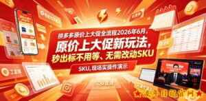 拼多多原价上大促全流程,原价上大促新玩法,秒出标不用等、无需改动SKU,现场实操演示(2026年6月)-流年日记