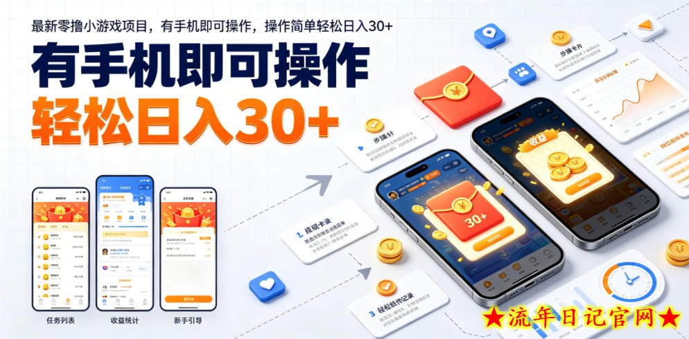 最新零撸小游戏项目，有手机即可操作，操作简单轻松日入30+