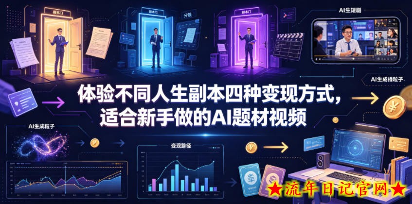 体验不同人生副本四种变现方式，适合新手做的AI题材视频
