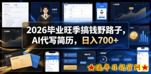 2026毕业旺季搞钱野路子,AI代写简历,日入700+【揭秘】-流年日记