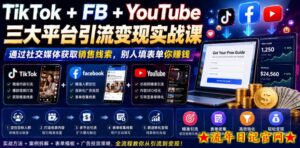 TikTok+FB+YouTube三大平台引流变现实战课,通过社交媒体获取销售线索,别人填表单你賺钱【原创双语字幕】-流年日记