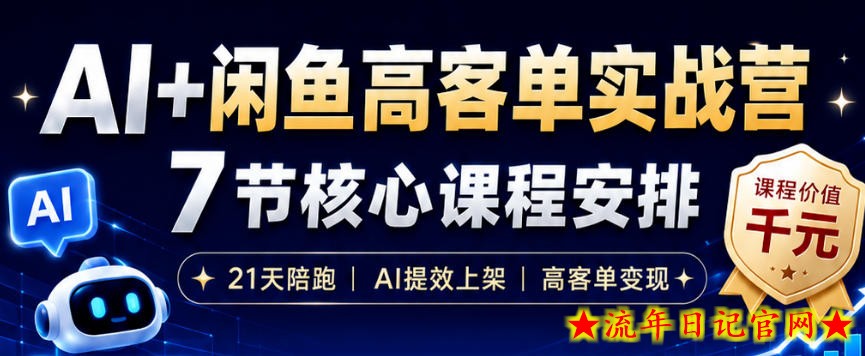 AI+闲鱼高客单实战营，AI提效上架，高客单变现，一台电脑，一部手机，零囤货，15天卖了14W+