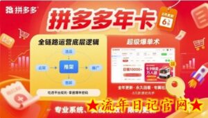 拼多多年卡,拼多多全链路运营底层逻辑,超级爆单术【更新26年6月】-流年日记