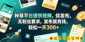 种草平台提供视频，你发布，无粉丝要求，发布就有钱，轻松一天300+【揭秘】-流年日记