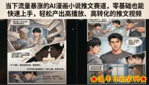 当下流量暴涨的AI漫画小说推文赛道,零基础也能快速上手,轻松产出高播放、高转化的推文视频-流年日记