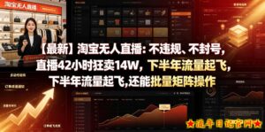 【最新】淘宝无人直播：不违规、不封号，直播42小时狂卖14W，下半年流量起飞，还能批量矩阵操作【揭秘】-流年日记