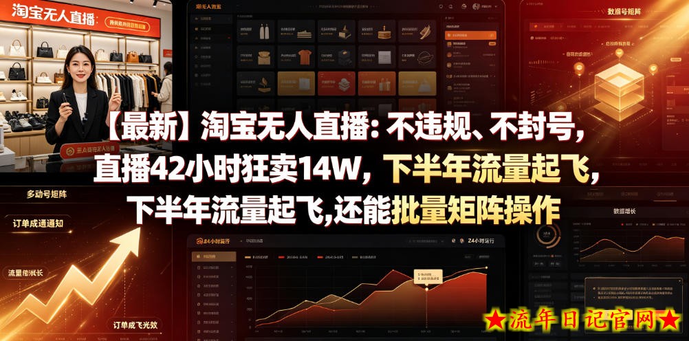 【最新】淘宝无人直播：不违规、不封号，直播42小时狂卖14W，下半年流量起飞，还能批量矩阵操作【揭秘】