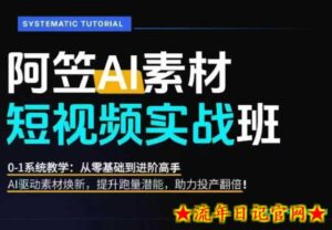AI视频素材实战班,0-1系统教学,从零基础到进阶高手AI驱动素材焕新,提升跑量潜能,助力投产翻倍-流年日记
