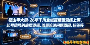 钏山甲大狼·26年千川全域直播运营线上课，起号稳号的底层逻辑、流量流速问题原因、标签的重要性及打标签方法等-流年日记