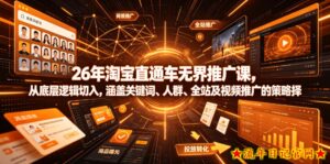 26年淘宝直通车无界推广课，从底层逻辑切入，涵盖关键词、人群、全站及视频推广的策略选择-流年日记