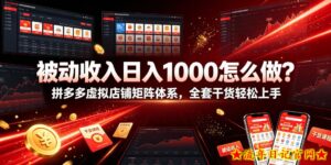 被动收入日入1000怎么做?拼多多虚拟店铺矩阵体系,全套干货轻松上手【揭秘】-流年日记