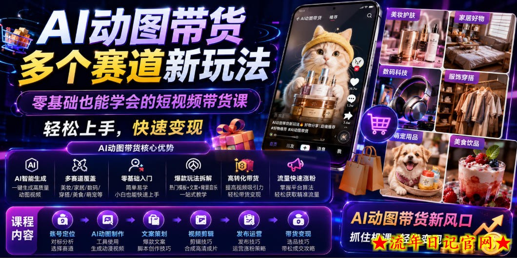 AI动图带货多个赛道新玩法，零基础也能学会的短视频带货课，轻松上手，快速变现