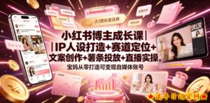 小红书博主成长课｜IP人设打造+赛道定位+文案创作+薯条投放+直播实操，宝妈从零打造可变现自媒体账号-流年日记