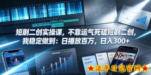 短剧二创实操课,不靠运气死磕短剧二创,我稳定做到:日播放百万,日入300+-流年日记