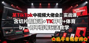 某TikTok中视频大佬会员实战课，含切片假解说+TK开中+体育by一刀不剪等玩法教学-流年日记