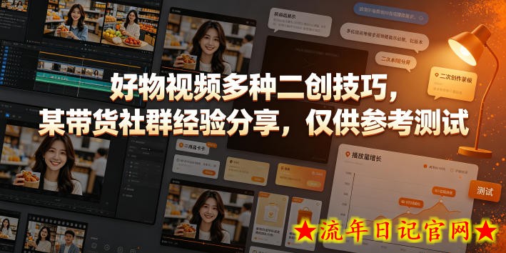 好物视频多种二创技巧，某带货社群经验分享，仅供参考测试