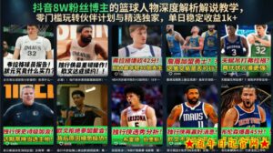抖音8W粉丝博主的篮球人物深度解析解说教学,零门槛玩转伙伴计划与精选独家,单日稳定收益1k+-流年日记