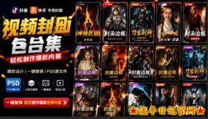 付费购买,爆火自媒体视频封面!抖音快手封面包合集,轻松制作爆款内容,一键替换使用PSD素材-流年日记