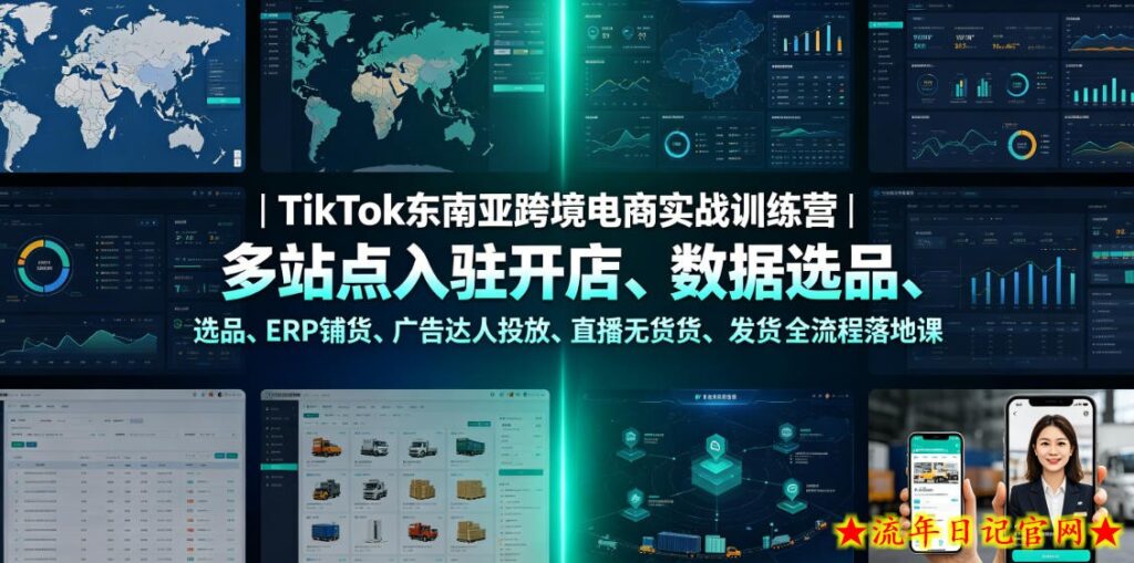 TikTok东南亚跨境电商实战训练营｜多站点入驻开店、数据选品、ERP铺货、广告达人投放、直播无货源发货全流程落地课-流年日记