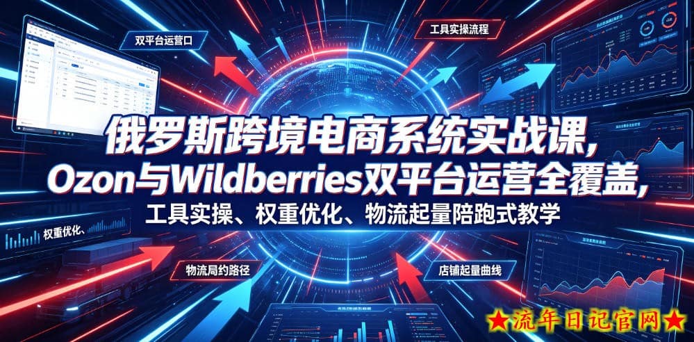 俄罗斯跨境电商系统实战课，Ozon与Wildberries双平台运营全覆盖，工具实操、权重优化、物流履约、店铺起量陪跑式教学