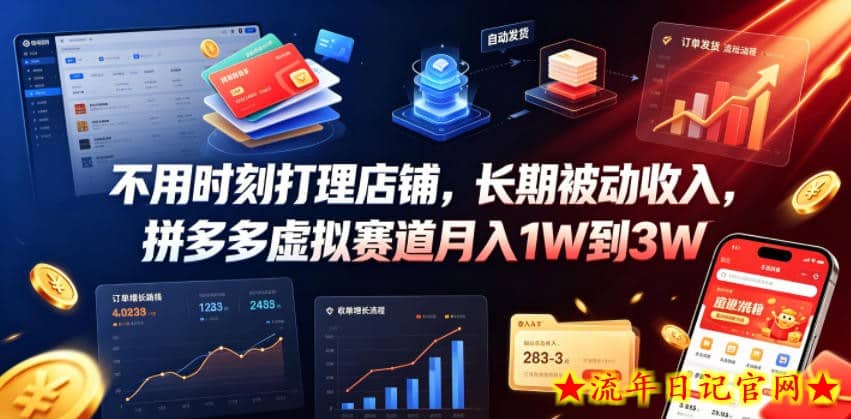 不用时刻打理店铺，长期被动收入，拼多多虚拟赛道月入1W到3W【揭秘】