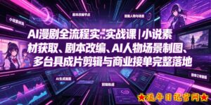 AI漫剧全流程实战课|小说素材获取、剧本改编、AI人物场景制图、多工具成片剪辑、平台付费变现与商业接单完整落地-流年日记