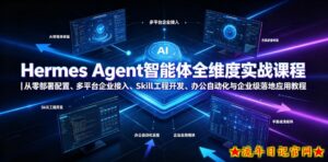 Hermes Agent智能体全维度实战课程|从零部署配置、多平台企业接入、Skill工程开发、办公自动化与企业级落地应用教程-流年日记