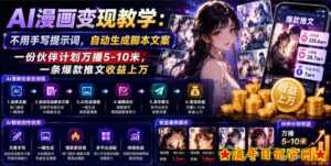 AI漫画变现教学:不用手写提示词,自动生成脚本文案,一份伙伴计划万播5-10米,一条爆款推文收益上W-流年日记