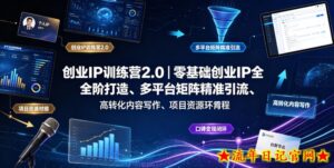 创业IP训练营2.0|零基础创业IP全阶打造、多平台矩阵精准引流、高转化内容写作、项目资源对接与口碑变现闭环课程-流年日记