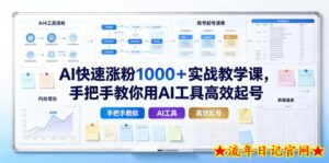 AI快速涨粉1000+实战教学课,手把手教你用AI工具高效起号-流年日记