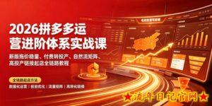 2026拼多多运营进阶体系实战课｜新版拖价稳量、付费转投产、自然流矩阵、高投产链接起店全链路教程-流年日记