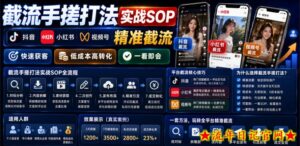 截流手搓打法实战SOP,抖音小红书视频号精准截流,快速获客,低成本高转化,一看即会-流年日记