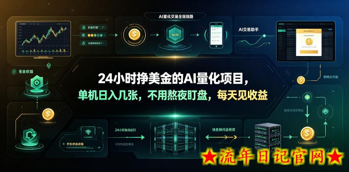 24小时挣美金的AI量化项目，单机日入几十美刀，不用熬夜盯盘，每天见收益【揭秘】-流年日记