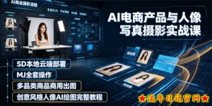 AI电商产品与人像写真摄影实战课|SD本地云端部署、MJ全套操作、多品类商品商用出图、创意风格人像AI绘图完整教程-流年日记
