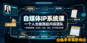自媒体IP系统课,一个人也能跑起内容团队,一条链路跑通,从定位、热点、表达、生产到发布托管-流年日记