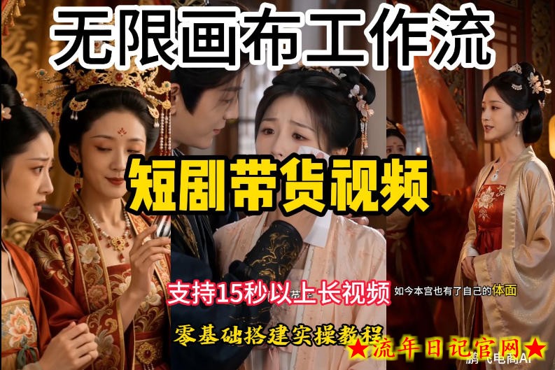 无限画布工作流制作短剧带货视频支持制作15秒以上视频，实操搭建教学，看完教程小白也能轻松搭建