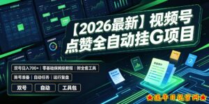 【2026最新】视频号点赞全自动挂G项目，双号日入700+，零基础保姆级教程（附全套工具）【揭秘】-流年日记